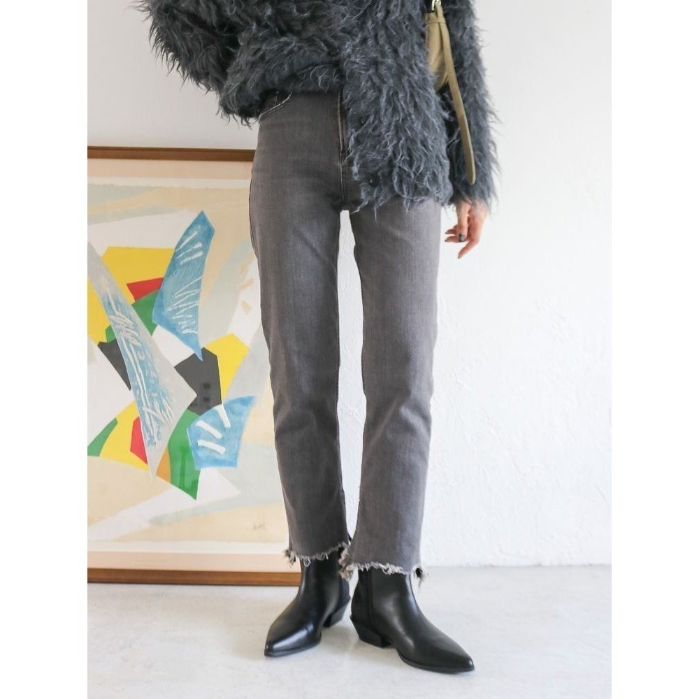 Ungrid Straight Leg Jeans High Rise Gray Raw Hem SZ S 26x26 Japan Indie Chic EUC
